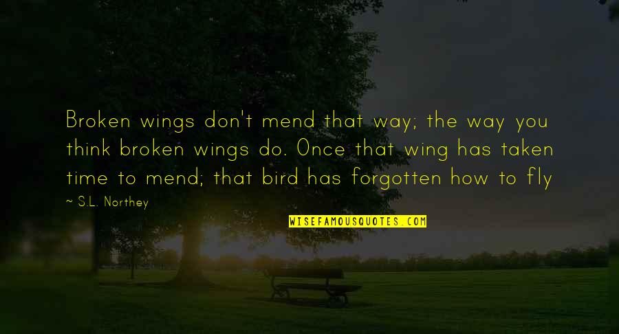 T Bird Quotes By S.L. Northey: Broken wings don't mend that way; the way