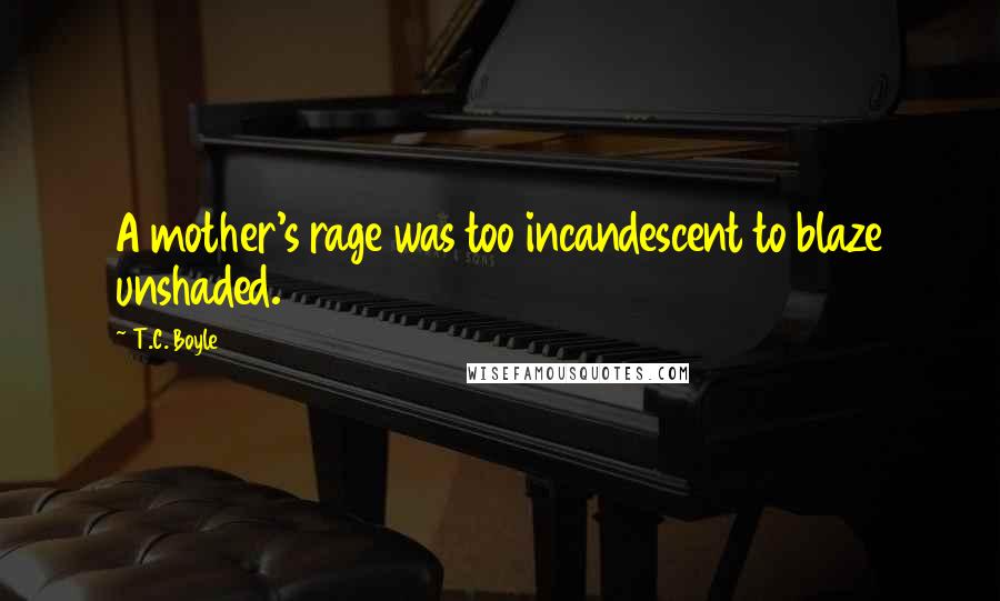 T.C. Boyle quotes: A mother's rage was too incandescent to blaze unshaded.