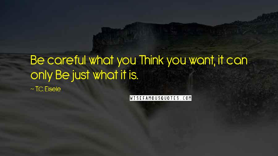 T.C. Eisele quotes: Be careful what you Think you want, it can only Be just what it is.