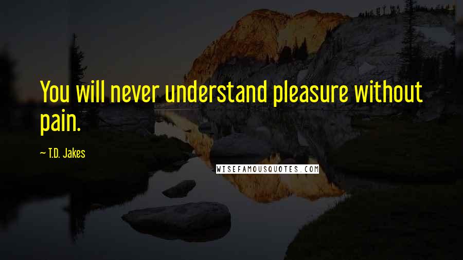 T.D. Jakes quotes: You will never understand pleasure without pain.