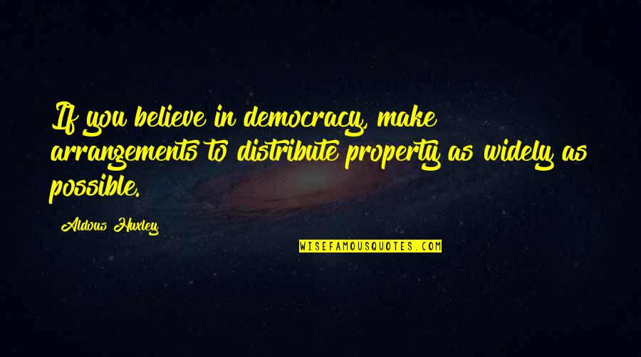 T H Huxley Quotes By Aldous Huxley: If you believe in democracy, make arrangements to T H Huxley Quotes By Aldous Huxley: If you believe in democracy, make arrangements to