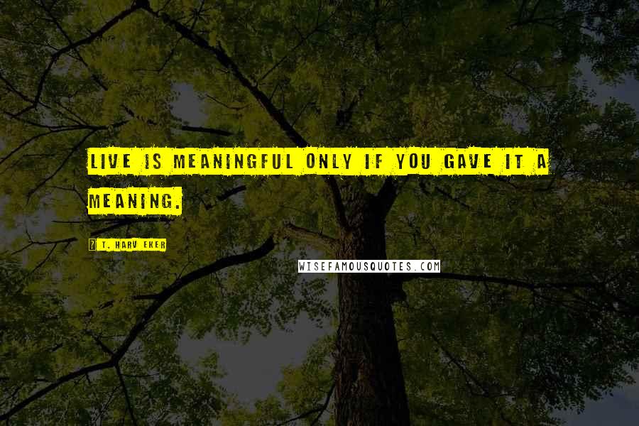 T. Harv Eker quotes: Live is meaningful only if you gave it a meaning.