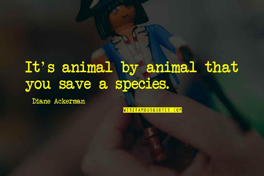 T.k.v. Desikachar Quotes By Diane Ackerman: It's animal by animal that you save a T.k.v. Desikachar Quotes By Diane Ackerman: It's animal by animal that you save a
