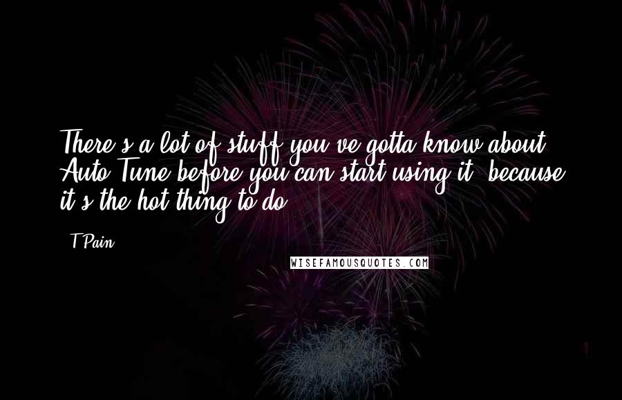 T-Pain quotes: There's a lot of stuff you've gotta know about Auto-Tune before you can start using it, because it's the hot thing to do.