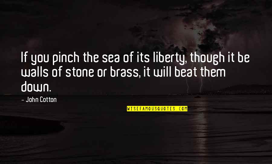 T S Brass Quotes By John Cotton: If you pinch the sea of its liberty,