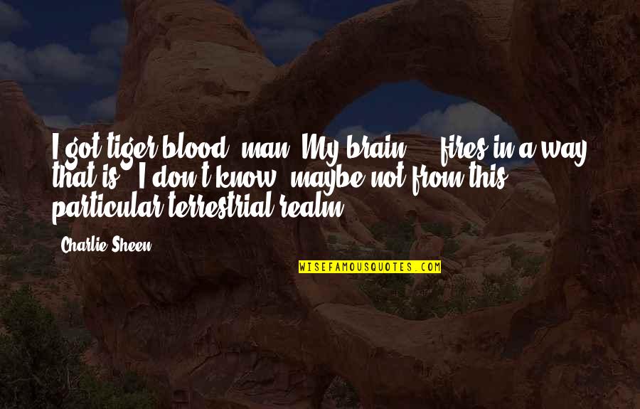 T. The Terrestrial Quotes By Charlie Sheen: I got tiger blood, man. My brain ...