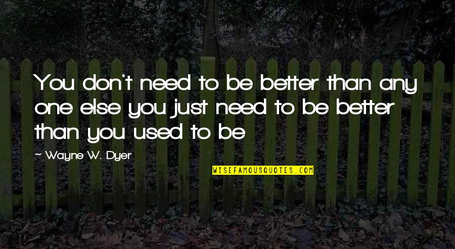 T Wayne Quotes By Wayne W. Dyer: You don't need to be better than any