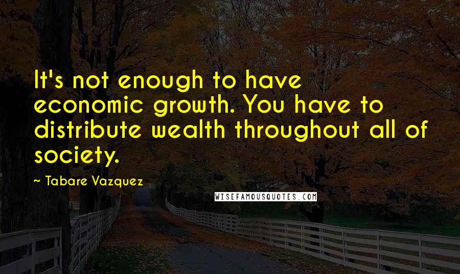 Tabare Vazquez quotes: It's not enough to have economic growth. You have to distribute wealth throughout all of society.