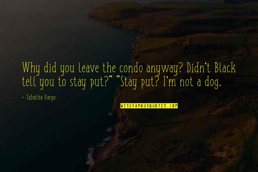 Tabatha Quotes By Tabatha Vargo: Why did you leave the condo anyway? Didn't