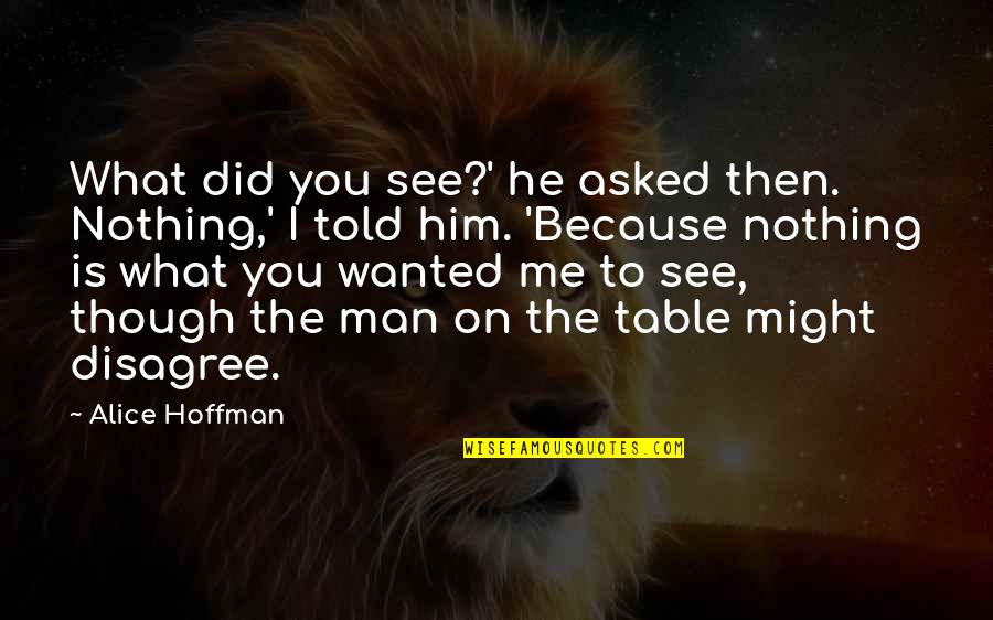 Table Quotes By Alice Hoffman: What did you see?' he asked then. Nothing,'