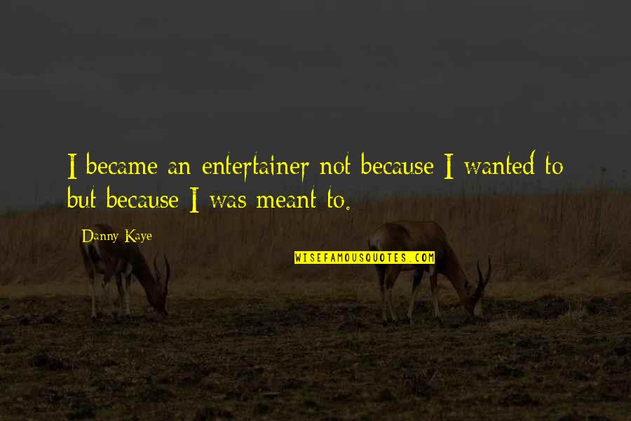 Tablespoons To Milliliters Quotes By Danny Kaye: I became an entertainer not because I wanted