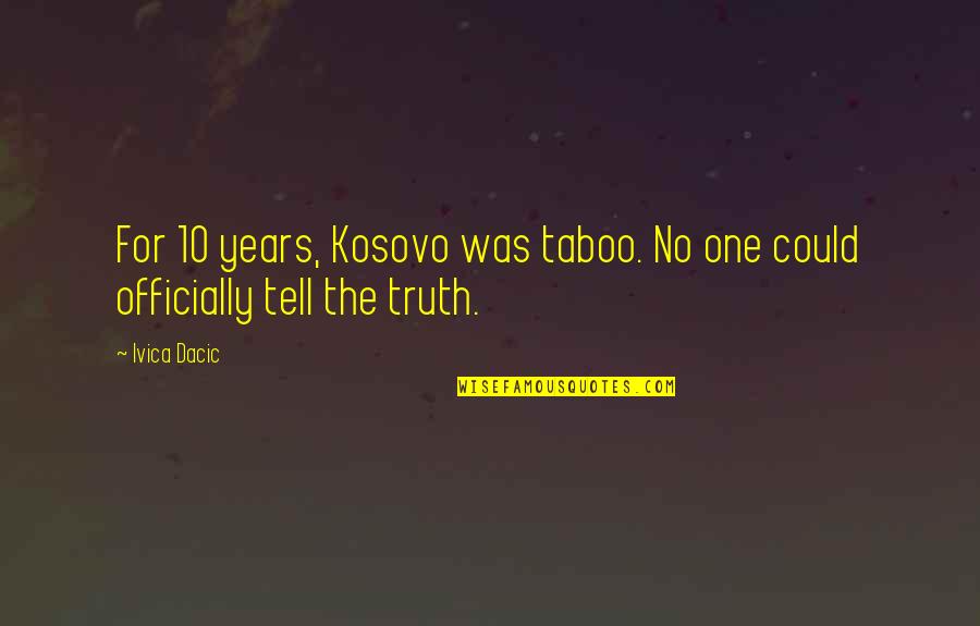 Taboo Quotes By Ivica Dacic: For 10 years, Kosovo was taboo. No one