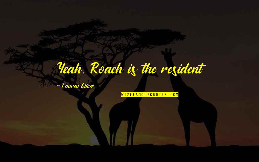 Taborah Miley Quotes By Lauren Oliver: Yeah, Roach is the resident