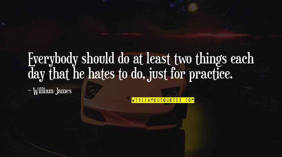 Taborah Miley Quotes By William James: Everybody should do at least two things each