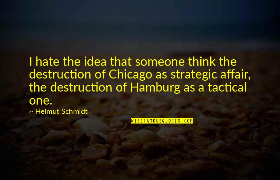 Tactical Thinking Quotes By Helmut Schmidt: I hate the idea that someone think the