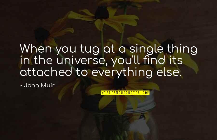 Taculars Quotes By John Muir: When you tug at a single thing in