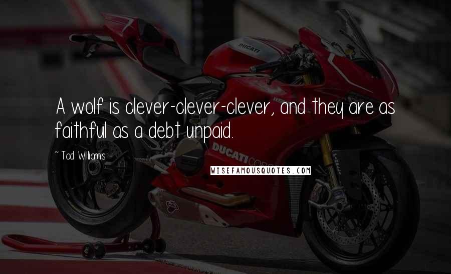 Tad Williams quotes: A wolf is clever-clever-clever, and they are as faithful as a debt unpaid.