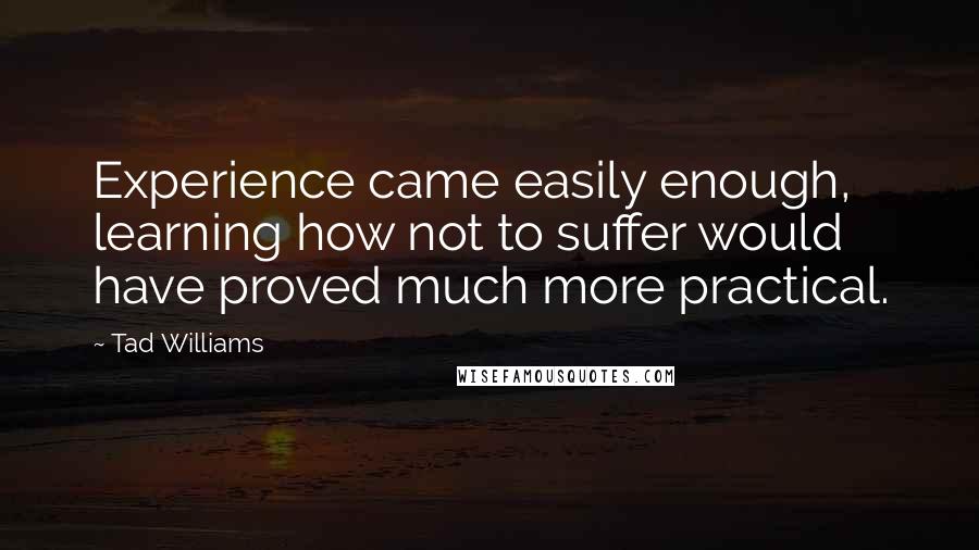 Tad Williams quotes: Experience came easily enough, learning how not to suffer would have proved much more practical.