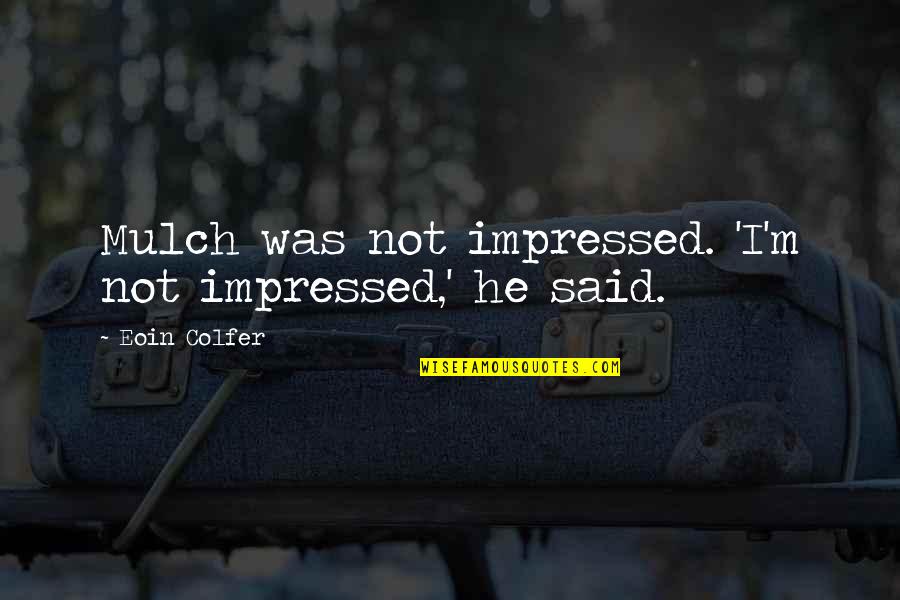 Tadakatsu Samurai Quotes By Eoin Colfer: Mulch was not impressed. 'I'm not impressed,' he