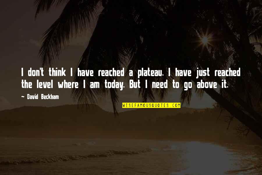 Tadilat Muayenesi Quotes By David Beckham: I don't think I have reached a plateau. Tadilat Muayenesi Quotes By David Beckham: I don't think I have reached a plateau.
