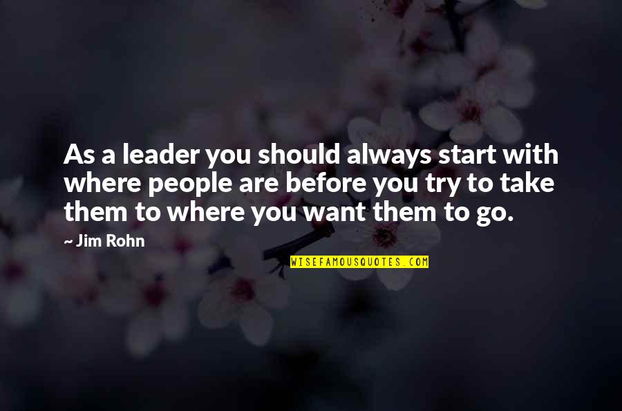 Tagalog Undefined Feelings Quotes By Jim Rohn: As a leader you should always start with