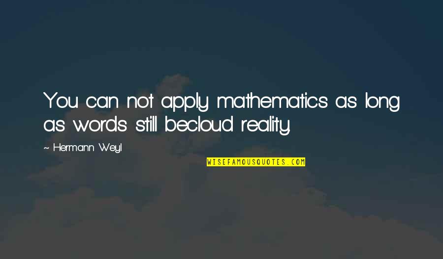 Tahnesia Towner Quotes By Hermann Weyl: You can not apply mathematics as long as