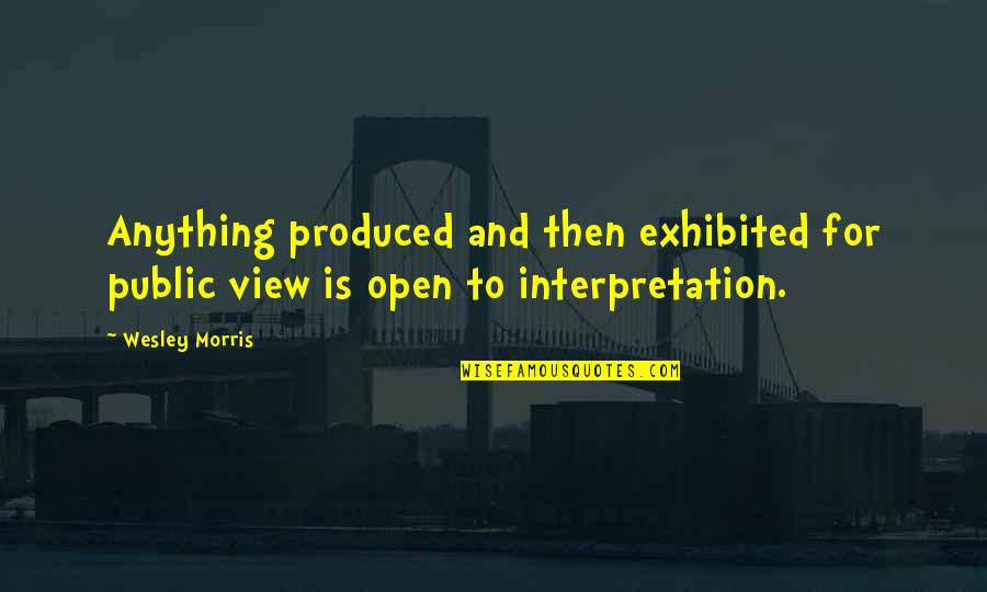 Tahnesia Watts Quotes By Wesley Morris: Anything produced and then exhibited for public view