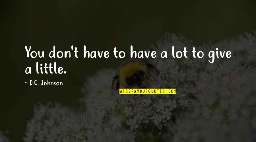 Tahuantinsuyo Quotes By D.C. Johnson: You don't have to have a lot to