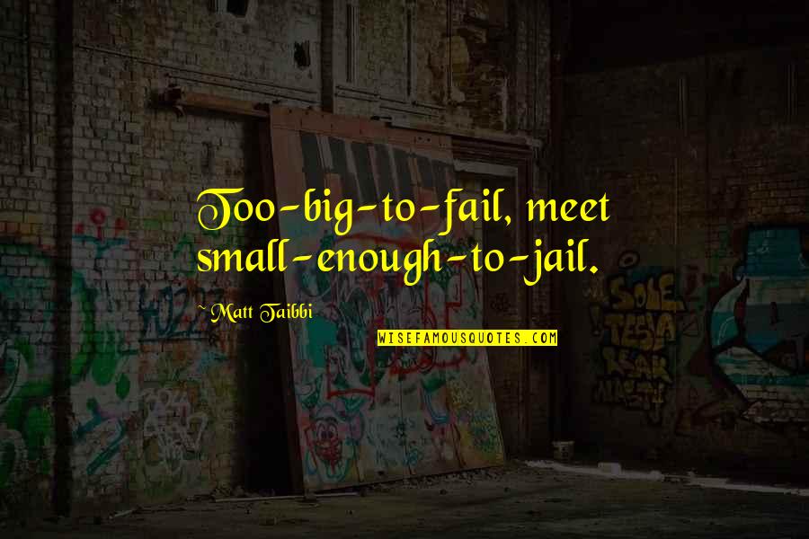 Taibbi Quotes By Matt Taibbi: Too-big-to-fail, meet small-enough-to-jail.