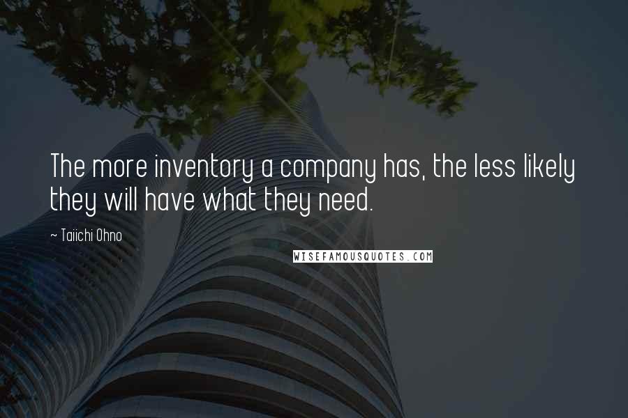 Taiichi Ohno quotes: The more inventory a company has, the less likely they will have what they need.