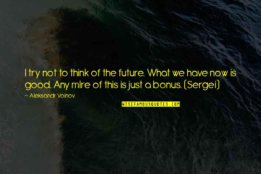 Taijiquan Movements Quotes By Aleksandr Voinov: I try not to think of the future. Taijiquan Movements Quotes By Aleksandr Voinov: I try not to think of the future.