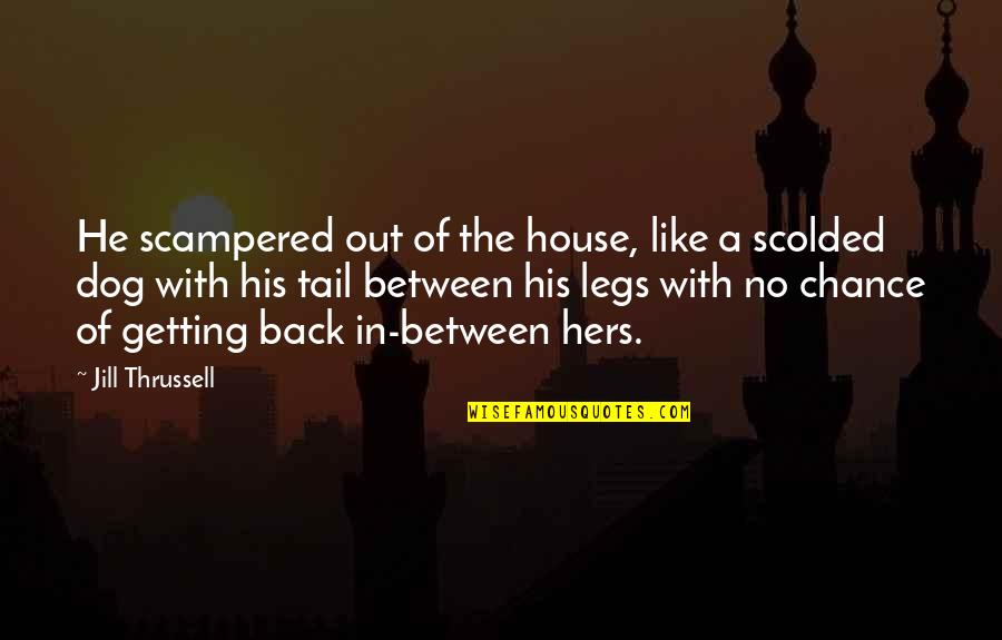 Tail Of Dog Quotes By Jill Thrussell: He scampered out of the house, like a Tail Of Dog Quotes By Jill Thrussell: He scampered out of the house, like a