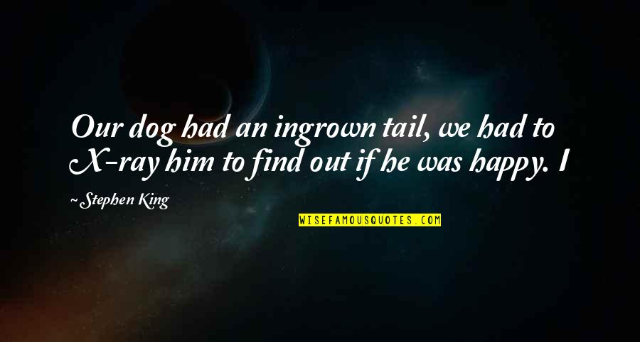Tail Of Dog Quotes By Stephen King: Our dog had an ingrown tail, we had