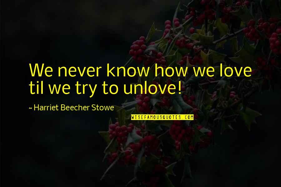 Tailgating T-shirt Quotes By Harriet Beecher Stowe: We never know how we love til we