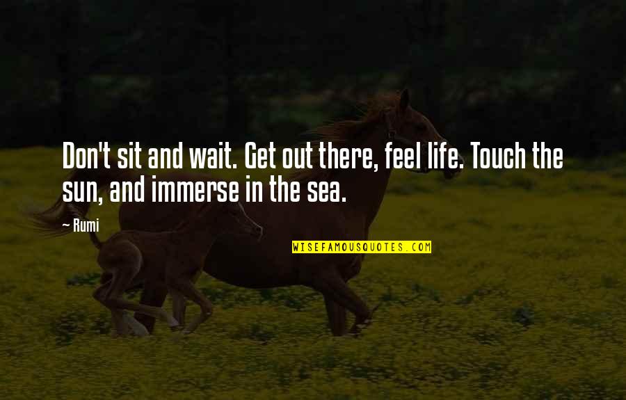 Tailing Quotes By Rumi: Don't sit and wait. Get out there, feel