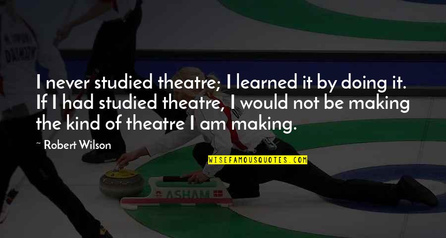 Tails The Hedgehog Quotes By Robert Wilson: I never studied theatre; I learned it by Tails The Hedgehog Quotes By Robert Wilson: I never studied theatre; I learned it by