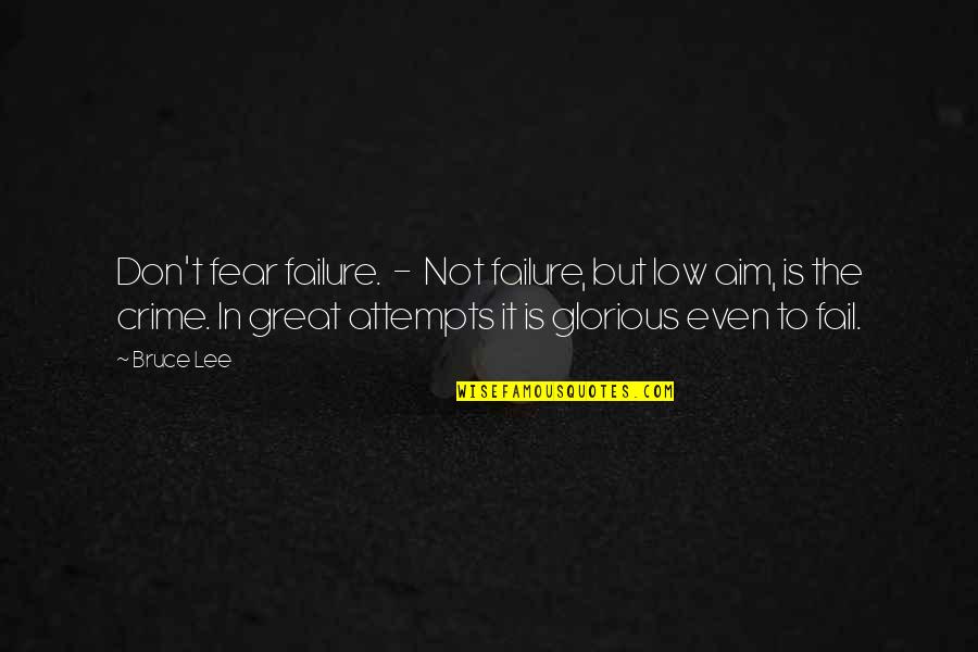 T'aim Quotes By Bruce Lee: Don't fear failure. - Not failure, but low