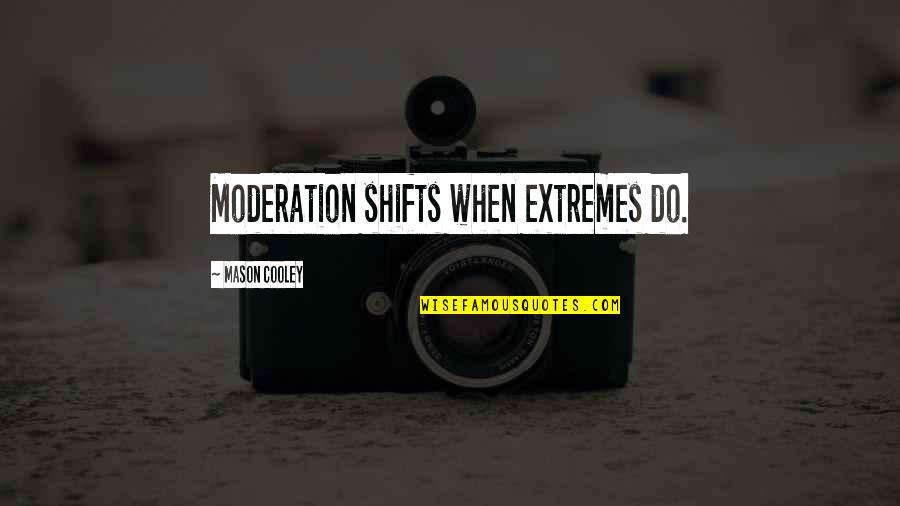 Takashi Miike Quotes By Mason Cooley: Moderation shifts when extremes do.