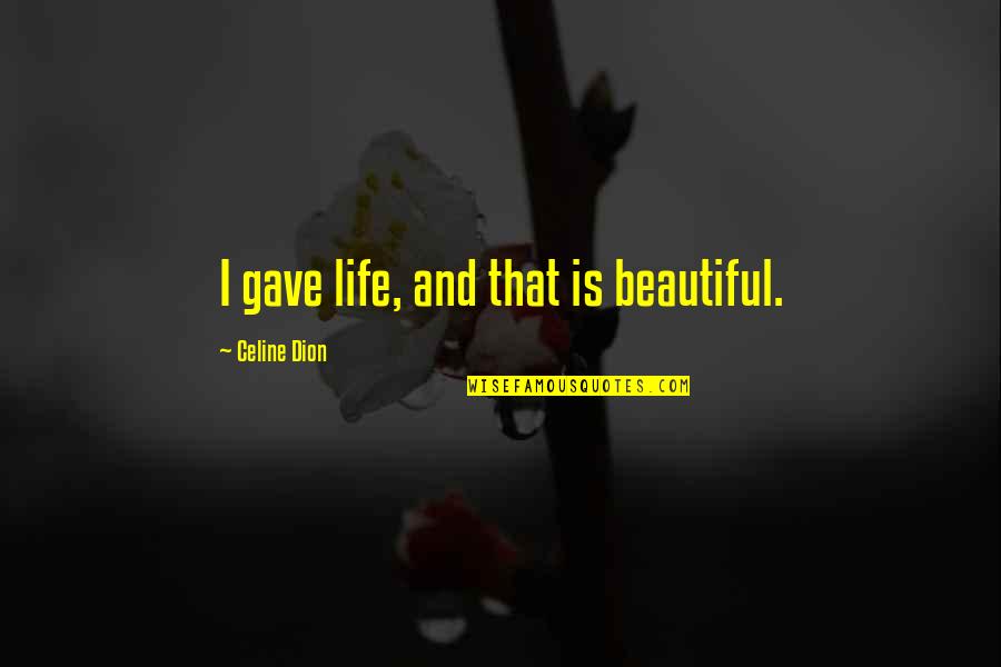 Takashige Egusa Quotes By Celine Dion: I gave life, and that is beautiful. Takashige Egusa Quotes By Celine Dion: I gave life, and that is beautiful.