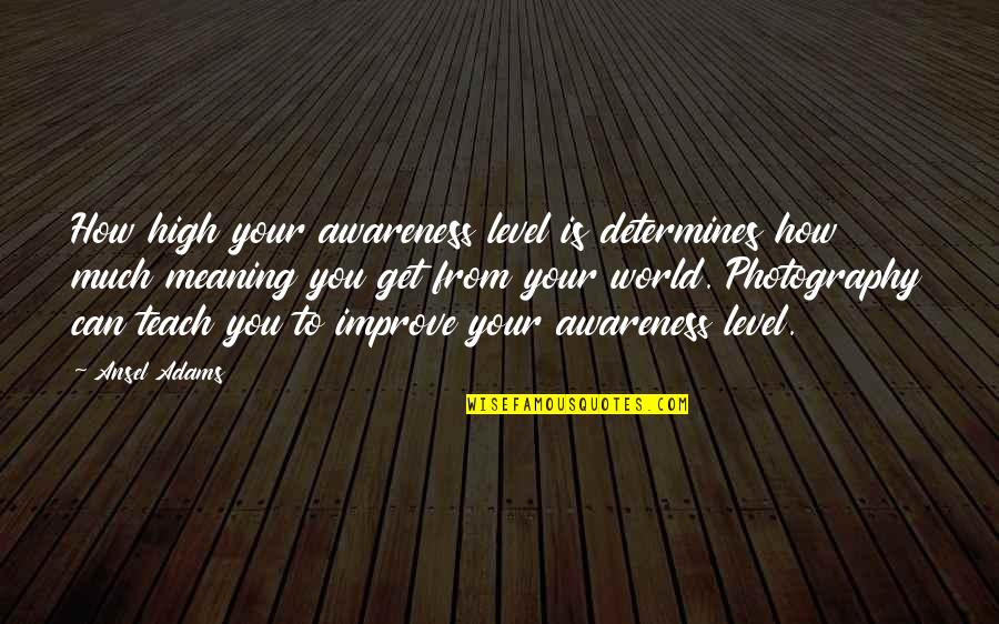 Takasugi Rengoku Quotes By Ansel Adams: How high your awareness level is determines how Takasugi Rengoku Quotes By Ansel Adams: How high your awareness level is determines how