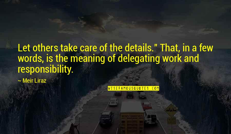 Take Care Of Others Quotes By Meir Liraz: Let others take care of the details." That,