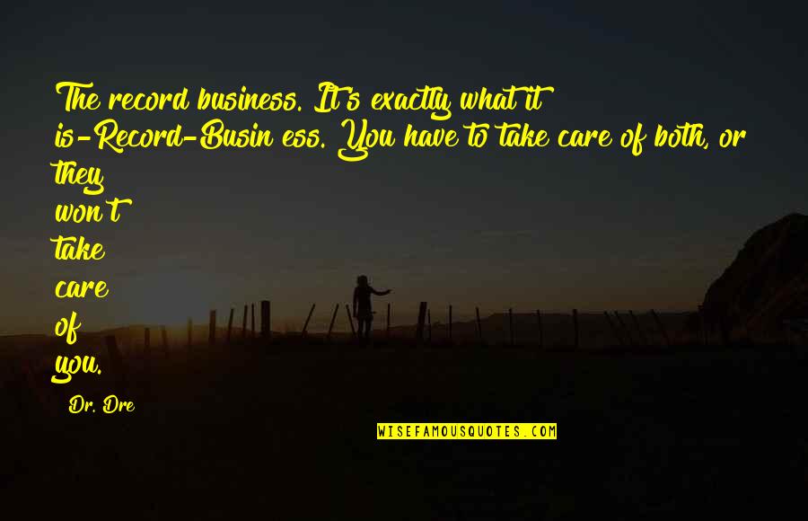 Take Care Of What You Have Quotes By Dr. Dre: The record business. It's exactly what it is-Record-Busin