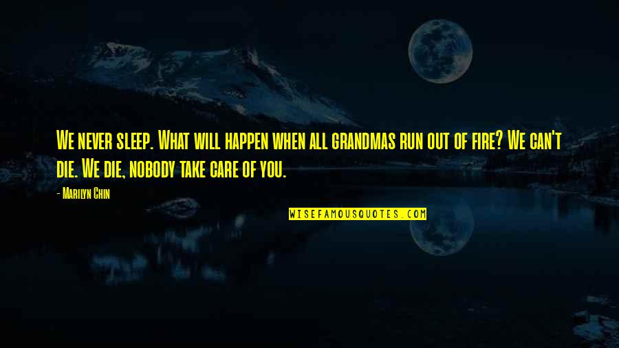 Take Care Quotes By Marilyn Chin: We never sleep. What will happen when all