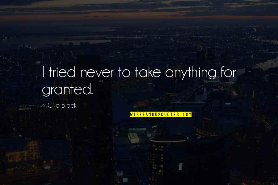Take For Granted Quotes By Cilla Black: I tried never to take anything for granted.