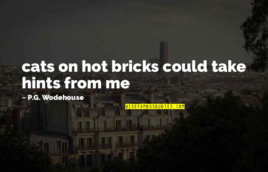 Take From Me Quotes By P.G. Wodehouse: cats on hot bricks could take hints from