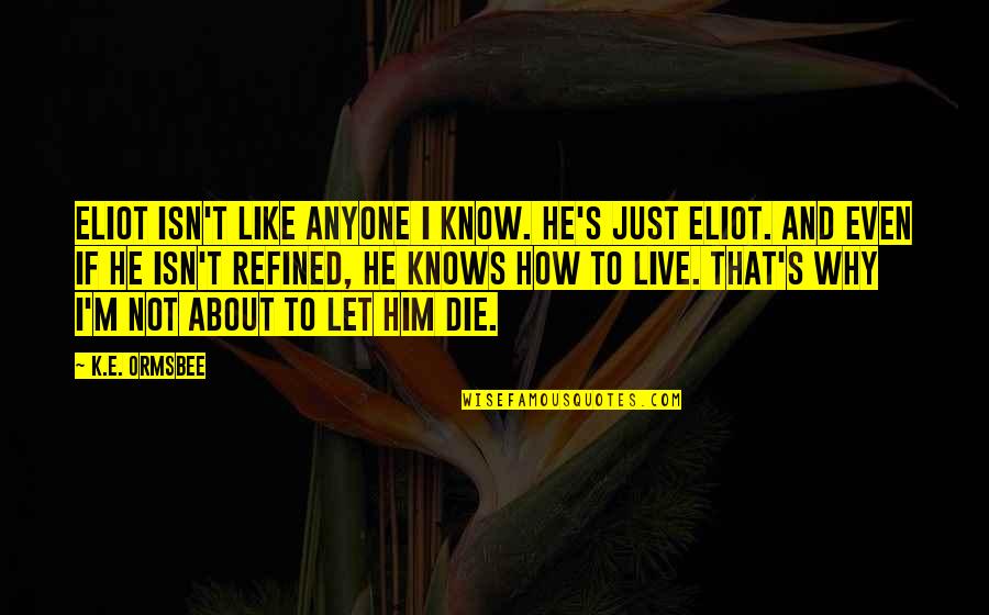 Take Good Care Yourself Quotes By K.E. Ormsbee: Eliot isn't like anyone I know. He's just
