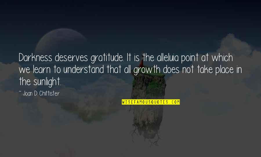 Take It All In Quotes By Joan D. Chittister: Darkness deserves gratitude. It is the alleluia point