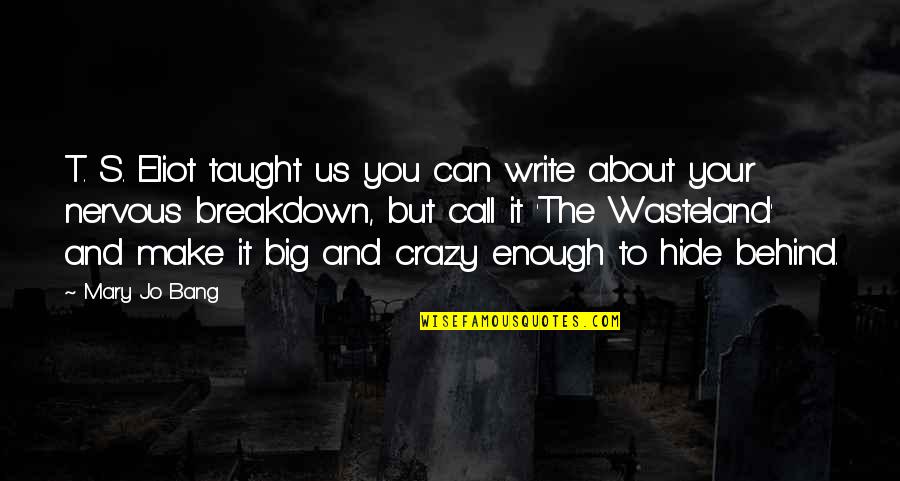 Take Me Now Or Lose Me Forever Quotes By Mary Jo Bang: T. S. Eliot taught us you can write