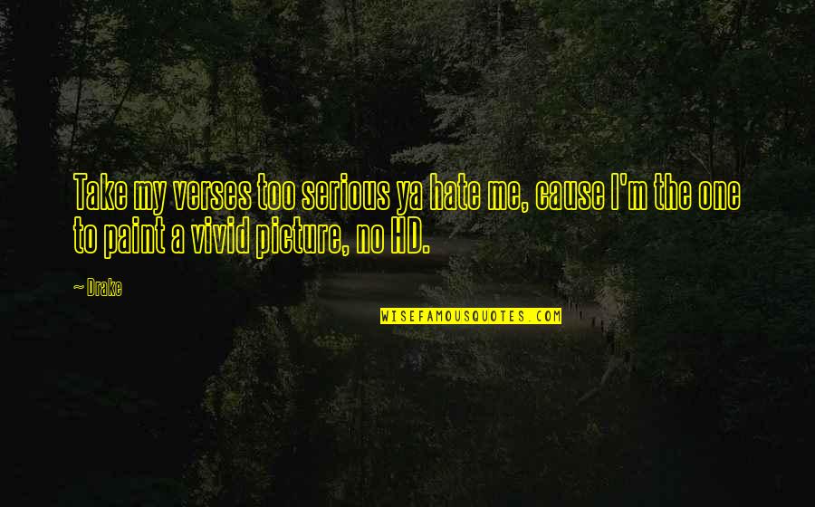 Take Picture Quotes By Drake: Take my verses too serious ya hate me,
