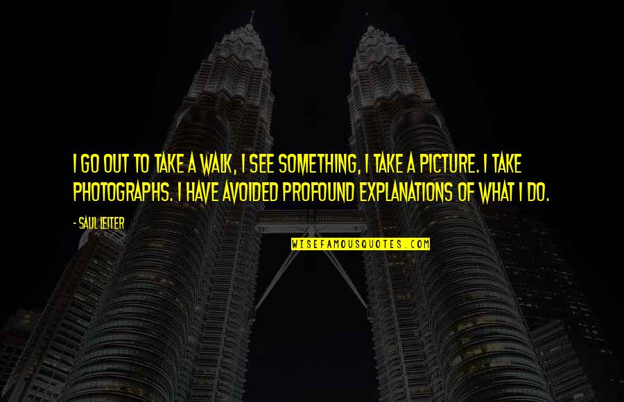 Take Picture Quotes By Saul Leiter: I go out to take a walk, I Take Picture Quotes By Saul Leiter: I go out to take a walk, I